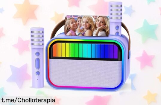 Karaoke portátil con altavoz y 2 micrófonos para peques, la fiesta nunca había sonado tan bien: ¡un ofertón que hará brillar cada cumpleaños!