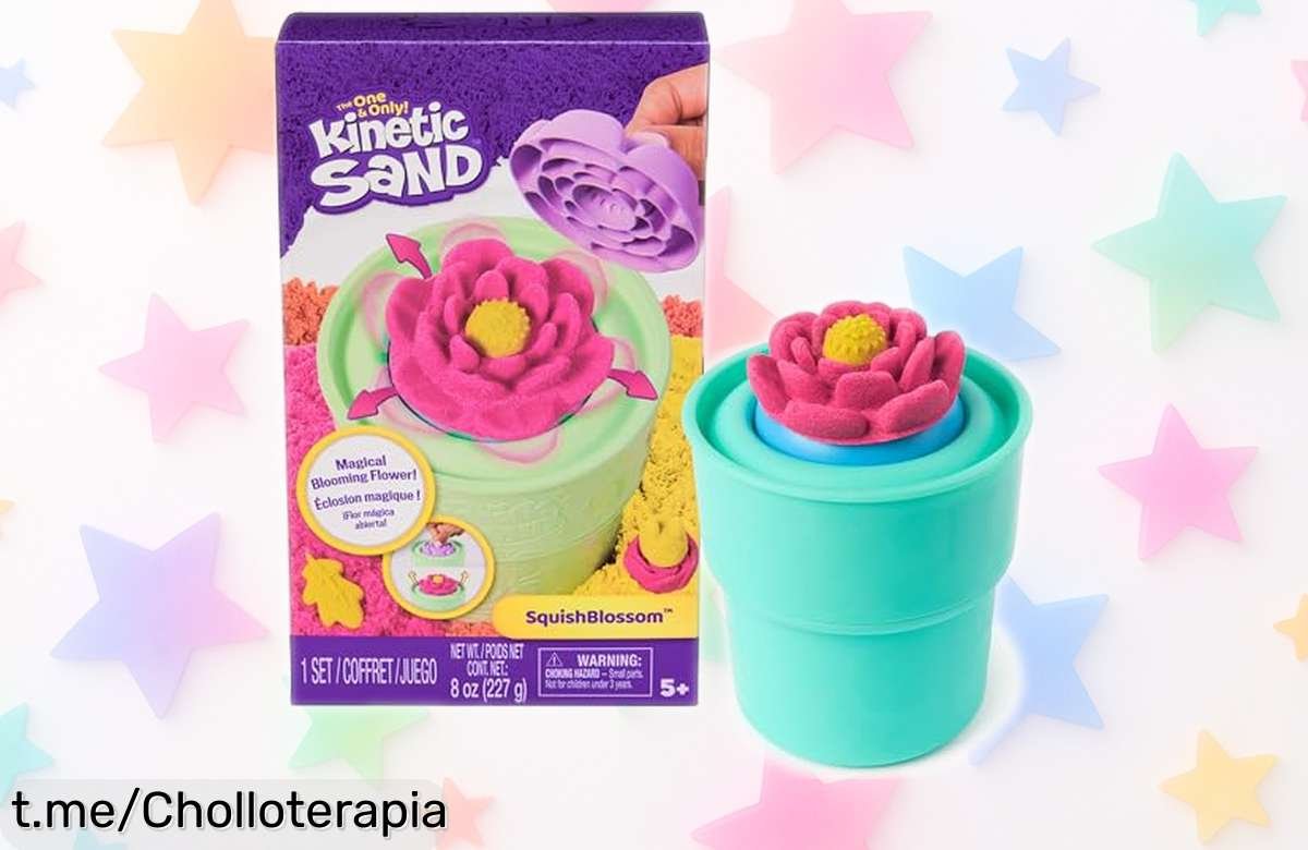 Kit de Kinetic Sand para crear flores mágicas que florecen al aplastarlas, diversión inigualable para peques a precio loco. ¡No te pierdas este ofertón y haz sonreír a tu niño ya!