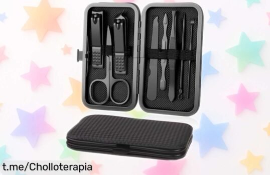 Kit de manicura y pedicura URAQT con 8 herramientas pro a precio rebajado, ¡un chollazo para lucir unas uñas impecables siempre! No dejes pasar esta oportunidad única.