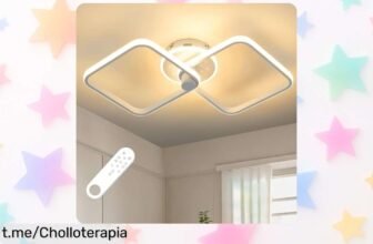 Lámpara LED de techo YUEEU que gira 360° y se controla a distancia, ¡no te pierdas este ofertón para iluminar tu hogar como nunca antes!