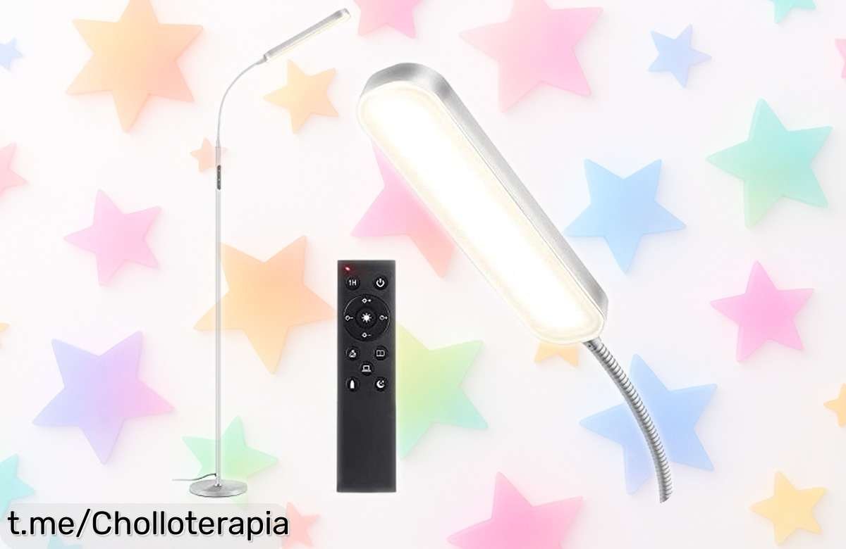 Lámpara de pie LED OUTON con mando y control por voz: ajusta la luz a tu gusto y olvídate de los vuelcos, ¡es un ofertón que no puedes dejar escapar ya!