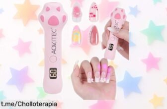 Lámpara para uñas gel Aokitec con diseño pata de gato, ¡ofertón increíble! Seca rápido y transforma tus manicuras en casa, no dejes pasar esta oportunidad única.