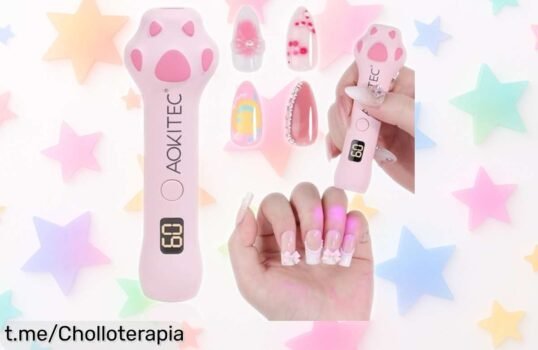 Lámpara para uñas gel Aokitec con diseño pata de gato, ¡ofertón increíble! Seca rápido y transforma tus manicuras en casa, no dejes pasar esta oportunidad única.