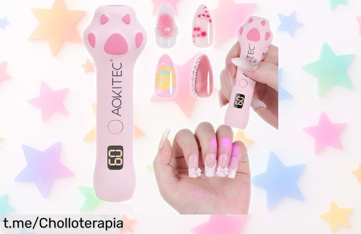 Lámpara para uñas gel Aokitec con diseño pata de gato, ¡ofertón increíble! Seca rápido y transforma tus manicuras en casa, no dejes pasar esta oportunidad única.