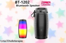 Lanfy BT1202: Altavoz Bluetooth portátil con luces LED 360 rebajado a precio de locos para llevar la fiesta a donde sea y disfrutar al máximo cada momento.