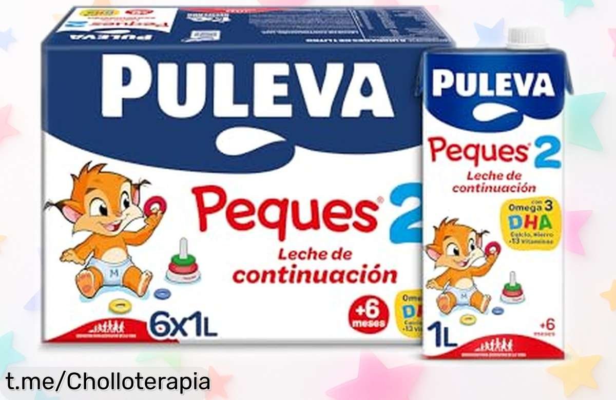 Leche de continuación Puleva Peques Tipo 2 en pack de 6 litros con Omega 3 y hierro, ¡ofertón a precio tirado que potencia la salud de tus peques!