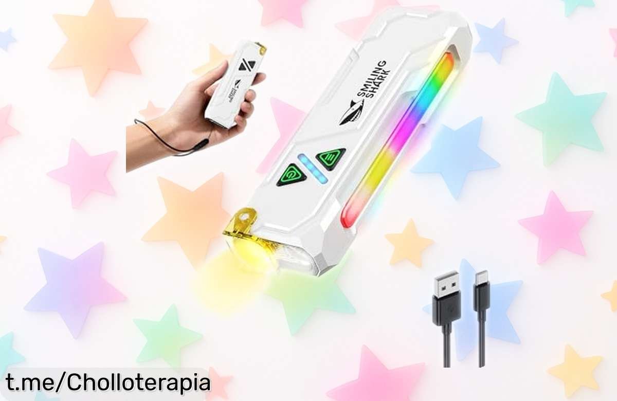 Linterna LED recargable Smiling Shark ML01: Luz multicolor y base magnética, ¡rebajada en un chollo increíble! No dejes pasar esta oportunidad para iluminar tus momentos.