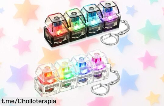 Llavero con teclado LED y clicker de cristal, juguete imprescindible para relajarte: ¡precios rebajados y diversión al instante que no te puedes perder!