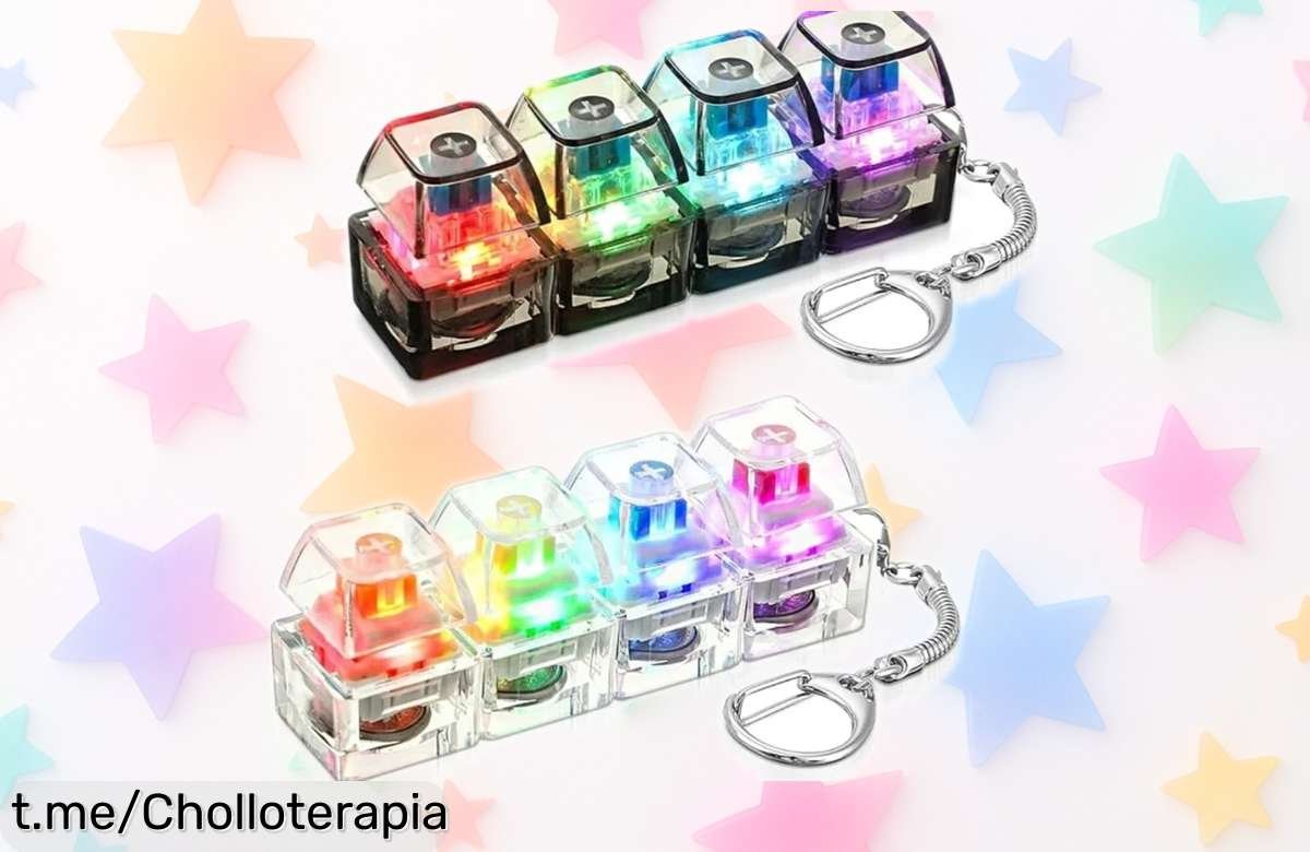 Llavero con teclado LED y clicker de cristal, juguete imprescindible para relajarte: ¡precios rebajados y diversión al instante que no te puedes perder!
