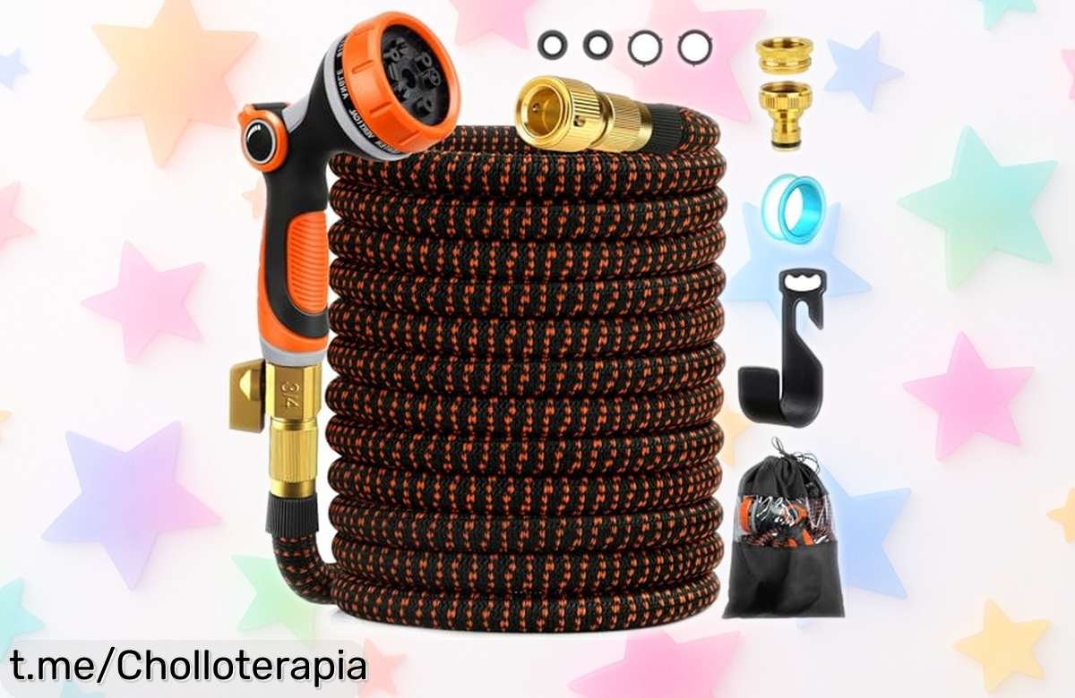 Manguera extensible Edonkvi de 15 metros con boquilla de 10 funciones, ¡ofertón irresistible que hará que cuidar tu jardín sea un placer y no una tarea!