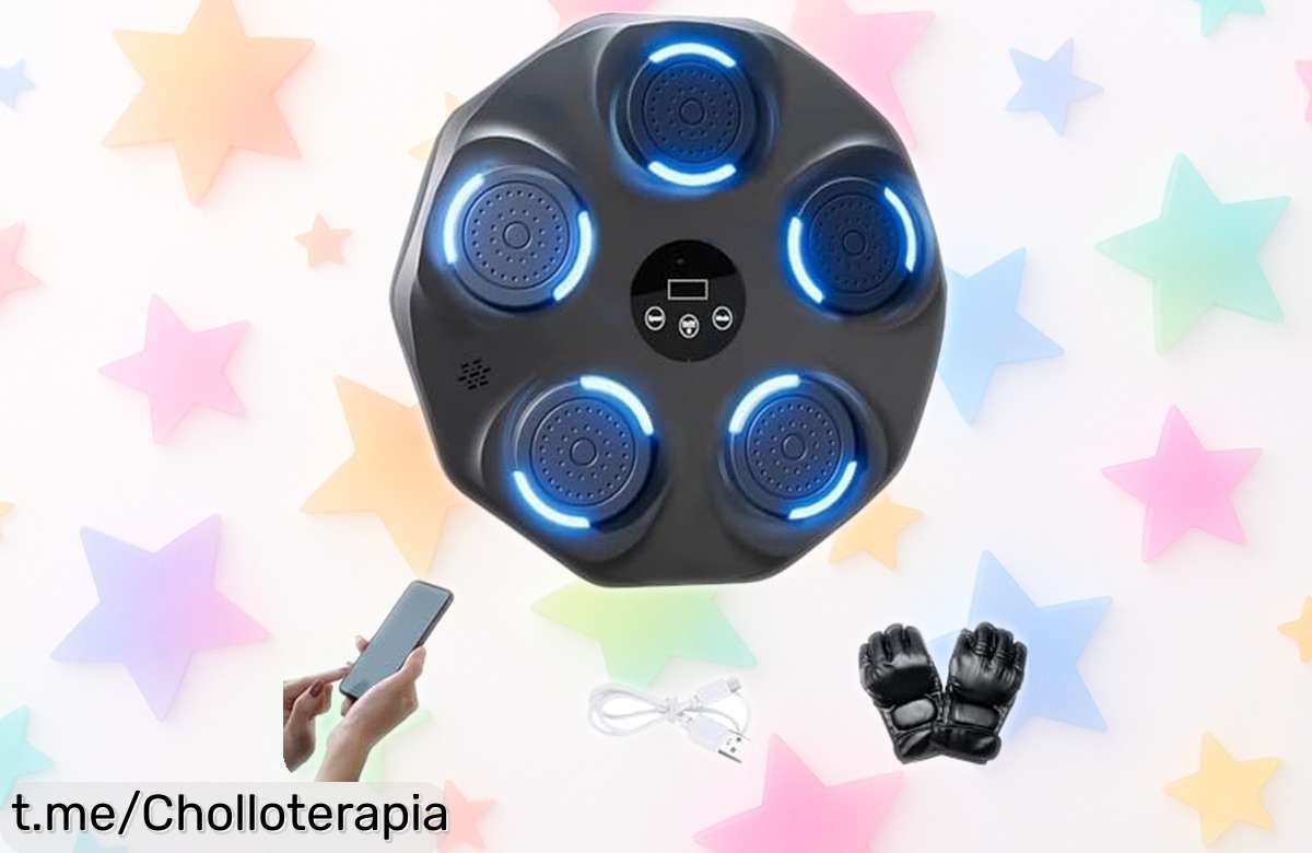 Máquina de boxeo Magic Select con luces LED y guantes, rebajada a precio loco: ¡quema energía, diviértete y lánzate al ritmo de la música!