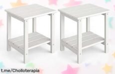 Mesa auxiliar Garvee estilo Adirondack para exterior, pack de 2 con doble estante a un precio increíble que trae alegría y color a tu jardín en un abrir y cerrar de ojos.