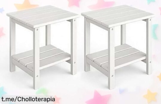 Mesa auxiliar Garvee estilo Adirondack para exterior, pack de 2 con doble estante a un precio increíble que trae alegría y color a tu jardín en un abrir y cerrar de ojos.