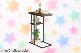 Mesa auxiliar en forma de C YMYNY con estructura metálica, ¡super chollo para organizar tu espacio! Aprovecha esta ocasión única y dale un toque especial a tu hogar.