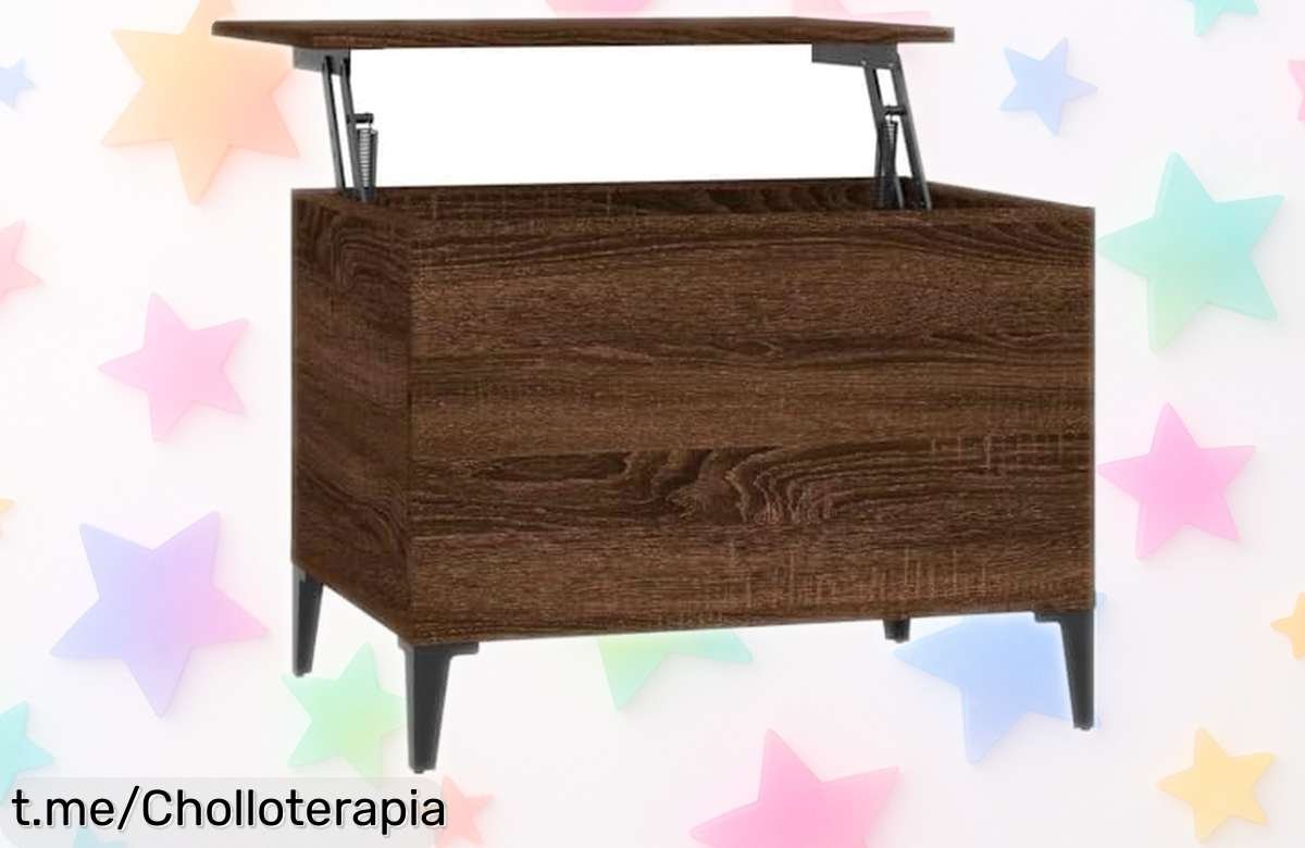 Mesa de centro vidaXL con espacio secreto y superficie elevable a precio rebajado; conviértete en el rey del hogar ¡Aprovecha este chollazo único que no querrás perderte!