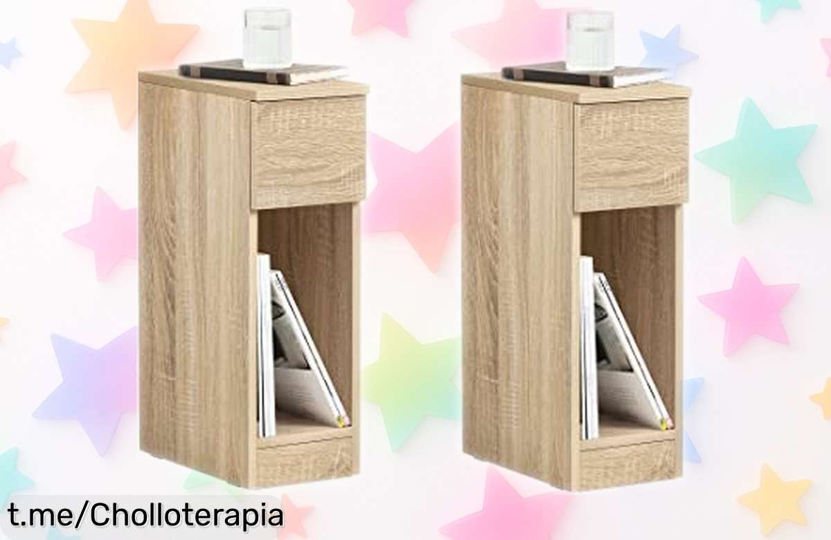 Mesa de noche estrecha SoBuy pack de 2 con cajón a precio regalado, ¡aprovecha este ofertón y dale vida a esos rincones que necesitan un toque especial!