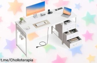 Mesa escritorio reversible ODK con 3 cajones de tela a precio loco, un ofertón perfecto para mantenerte organizado y tener tus gadgets siempre listos. ¡Hazla tuya antes de que se agote!