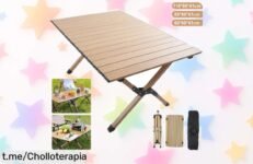 Mesa plegable portátil ideal para picnic y camping, un ofertón ligero que hará tus momentos al aire libre aún más especiales. ¡Hazte con ella antes de que vuelen!