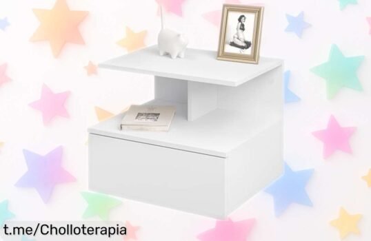 Mesita de noche flotante WOLTU a precio loco: optimiza tu espacio con diseño moderno y montaje fácil. ¡Transforma tu cuarto hoy mismo, no te lo pierdas!