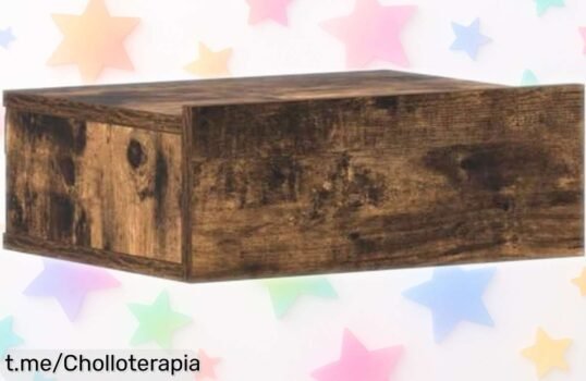 Mesita de noche flotante vidaXL en madera de roble ahumado, chollazo que optimiza tu espacio y resiste la humedad. ¡Hazte con ella antes que se agote!