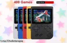 Mini consola portátil con 400 juegos retro, ¡un super chollo que no puedes dejar escapar! Hazte con la diversión en un tamaño ideal y juega donde quieras.