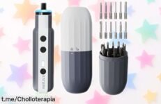 Mini destornillador eléctrico Katerk con 12 puntas magnéticas y batería que aguanta más de 1000 tornillos por carga, ¡aprovéchalo a un precio loco antes de que se esfume!