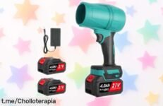 Mini soplador de hojas inalámbrico con motor potente y 2 baterías para limpiar todo en un ofertón que hará tu trabajo muy fácil, ¡no te lo puedes perder!