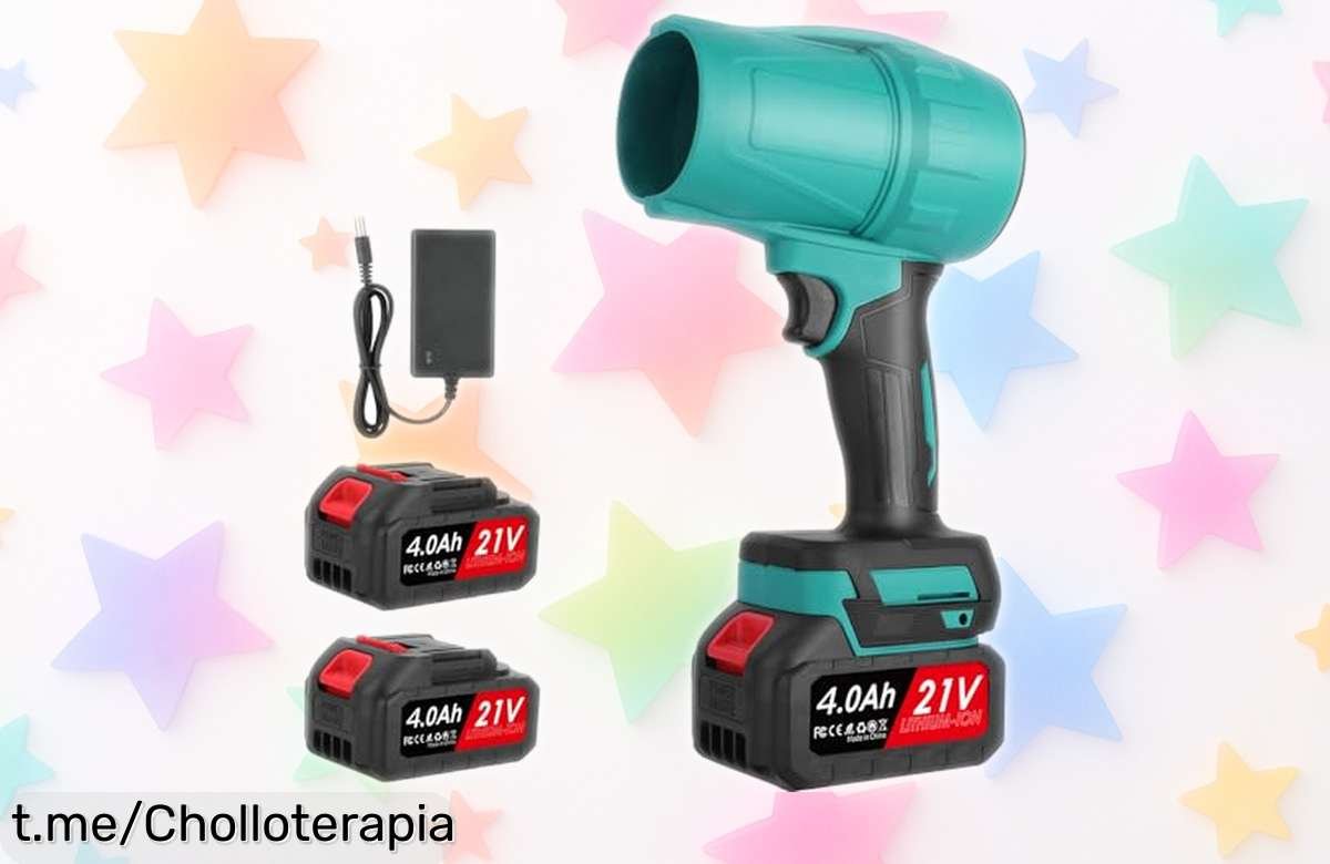 Mini soplador de hojas inalámbrico con motor potente y 2 baterías para limpiar todo en un ofertón que hará tu trabajo muy fácil, ¡no te lo puedes perder!