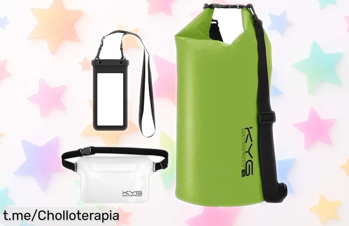 Mochila impermeable KYG con funda para el móvil y bolsa de cintura, ¡ofertón que no puedes dejar escapar! Protege tus cosas del agua como un campeón. Aprovecha esta oportunidad única y ve a la aventura ya.