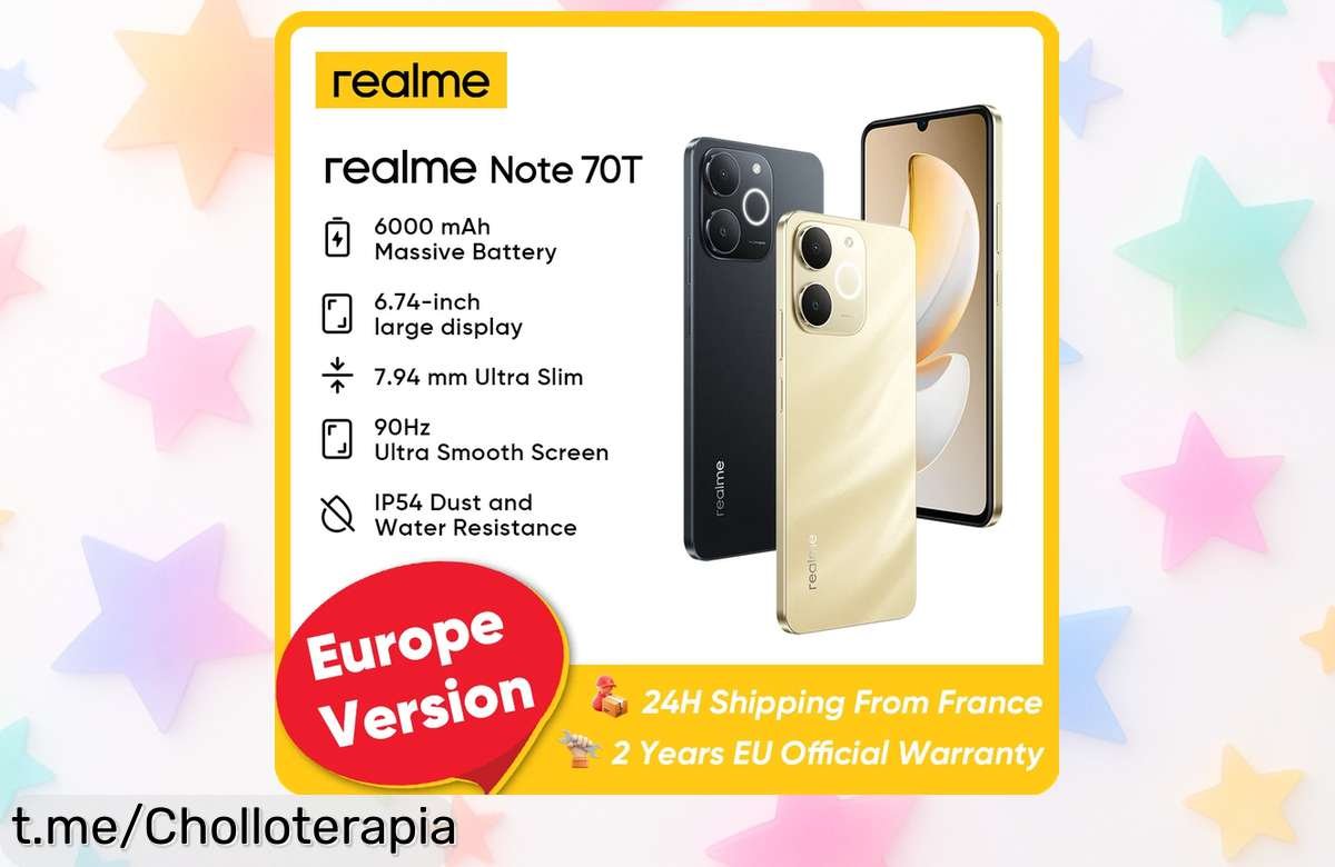 Móvil Realme Note 70T con pantalla gigante y batería bestia a un precio que es una locura, ¡no dejes escapar este chollazo para inmortalizar tus mejores momentos!