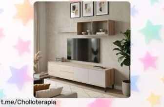 Mueble de salón Miroytengo Bari con diseño molón y espacio para todo, ¡está más barato que nunca y lista para montar! No dejes pasar este ofertón.