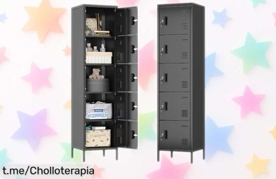 Organiza tu espacio con el armario metálico LOCENHU de 5 puertas, fácil de montar y ahora disponible a un precio increíble que no podrás dejar pasar. ¡No te quedes sin él!