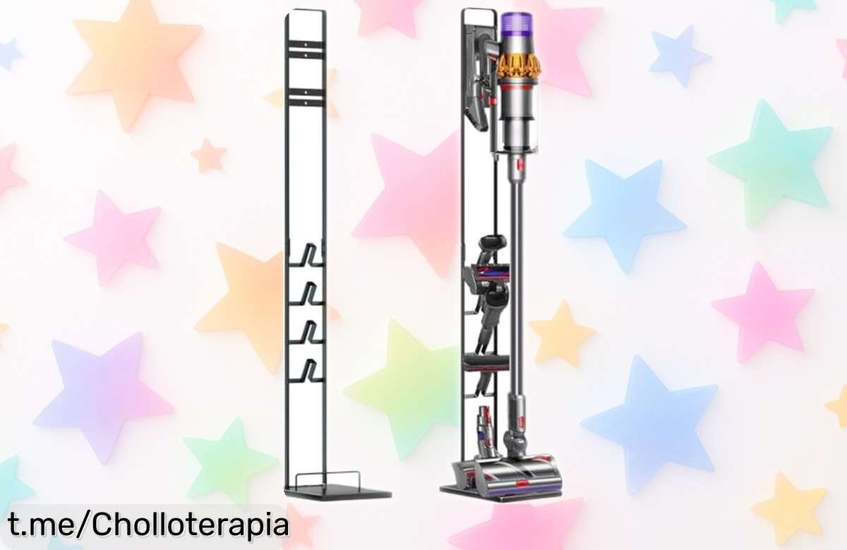 Organiza tu hogar con este soporte para aspiradora Dyson V15, V12 y más: ¡un chollazo movible que transforma el caos en orden y te hará sonreír cada día!