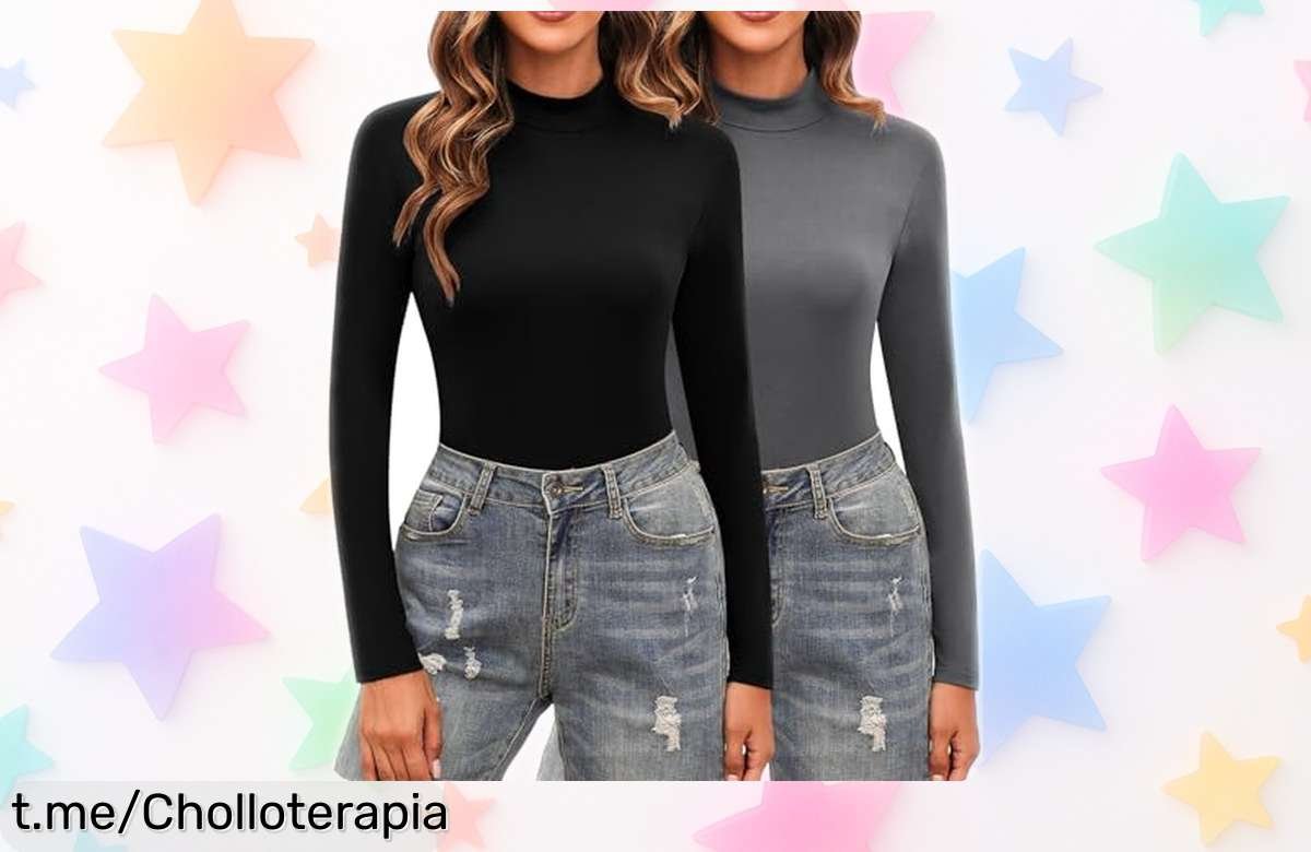 Pack de 2 camisetas Totatuit con manga larga a precio loco, elige entre cuello redondo o alto y lucirás genial. ¡No te lo pierdas, hazte con ellas ya!