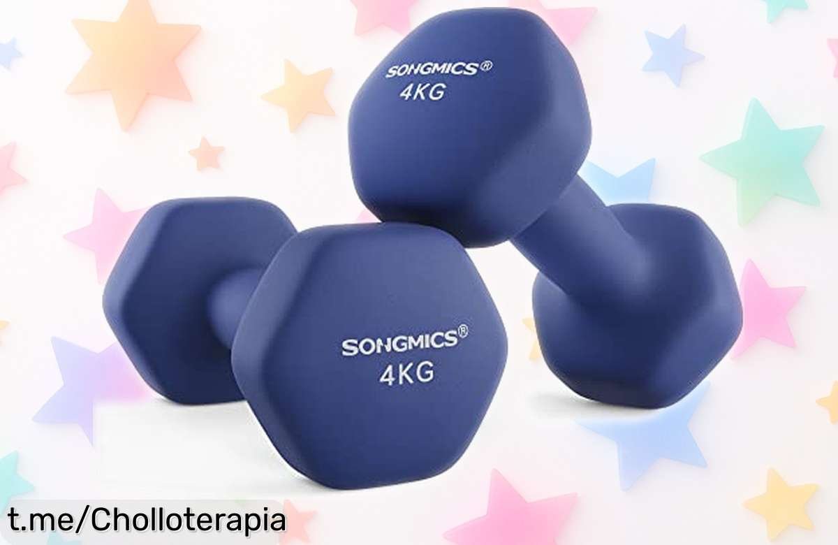 Pack de 2 mancuernas hexagonales SONGMICS a precio rebajado, entrena en casa sin complicaciones y siente cómo tu fuerza crece cada día. ¡Aprovecha esta oferta que vuela!