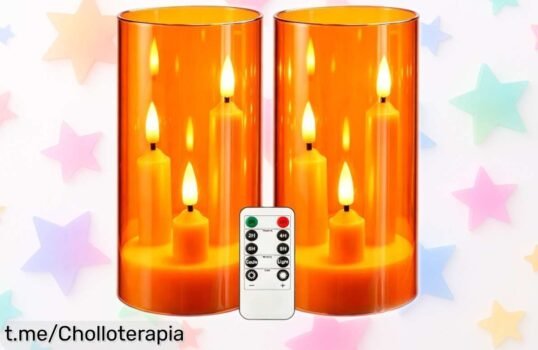 Pack de 2 velas LED con efecto llama y mando a distancia para crear un ambiente acogedor en casa; aprovecha este detallazo a precio rebajado que no querrás dejar escapar.