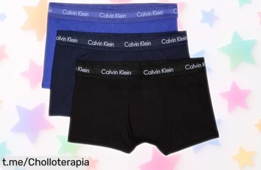 Pack de 3 calzoncillos bóxer low rise Calvin Klein en oferta limitada, lujo y comodidad a precio loco que te hará sentir imparable cada día. ¡No dejes escapar esta oportunidad!
