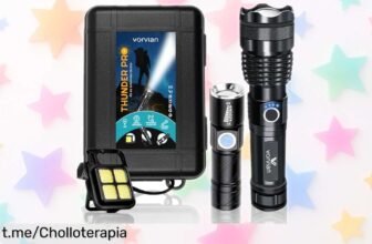 Pack de 3 linternas LED Vorvian que iluminan hasta 500 metros, ¡rebajadas! Prepárate para cualquier aventura y no dejes pasar esta oportunidad increíble.