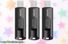 Pack de 3 memorias USB Lexar A30E 64GB a precio loco: guarda tus recuerdos con velocidad impresionante y no te quedes sin esta oferta que vuela.