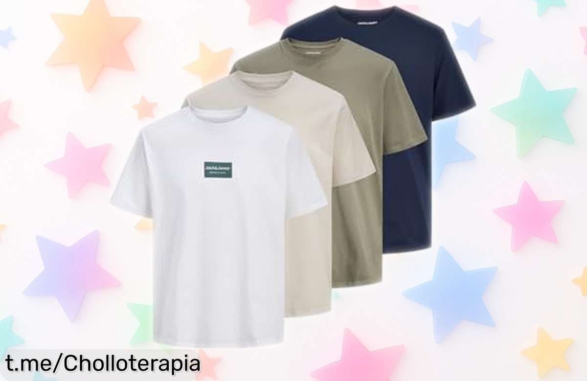 Pack de 4 camisetas básicas Jack & Jones a precio de risa, ¡no te quedes sin las tuyas y dale un toque moderno a tu estilo diario!