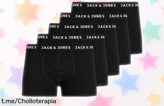 Pack de 5 bóxers Jack & Jones a precio loco que se ajustan perfecto y aguantan el ritmo diario, ¡no te quedes sin ellos, la oferta es limitada!