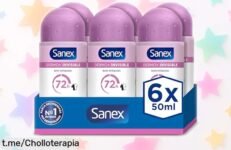 Pack de 6 rollon antitranspirantes Sanex Dermo+ Invisible a precio de risa, ¡protección sin manchas durante 72 horas! Aprovecha y mantén el sudor bajo control ya mismo.