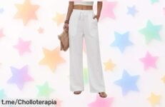 Pantalones anchos Heekpek con cintura elástica y 4 bolsillos, ¡un ofertón que realza tu estilo y te fresca sin límites! No dejes pasar esta oportunidad única hoy mismo.