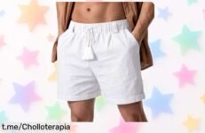 Pantalones cortos de algodón para hombre con cintura elástica, ¡rebajados a un precio que no cuadra! Aprovecha esta ganga total antes de que se agoten y luce increíble en cualquier ocasión.