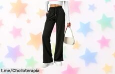 Pantalones de algodón mujer con pierna ancha y bolsillo, ¡rebajados a un precio que te hará sonreír! No lo pienses más, la comodidad nunca había sido tan asequible.