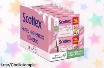 Papel higiénico húmedo Scottex Sensitive en paquete grande, limpieza suave y fresca a un precio de escándalo que护你皮肤， no esperes más para cuidarte bien.