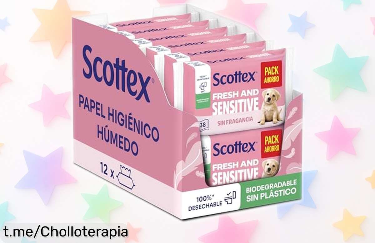 Papel higiénico húmedo Scottex Sensitive en paquete grande, limpieza suave y fresca a un precio de escándalo que护你皮肤， no esperes más para cuidarte bien.