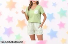 Pijama corto de algodón Vlazom, el ofertón perfecto: 2 piezas cómodas y con estilo a un precio loco que hará tus noches aún más especiales. ¡Date prisa antes de quedarte sin él!