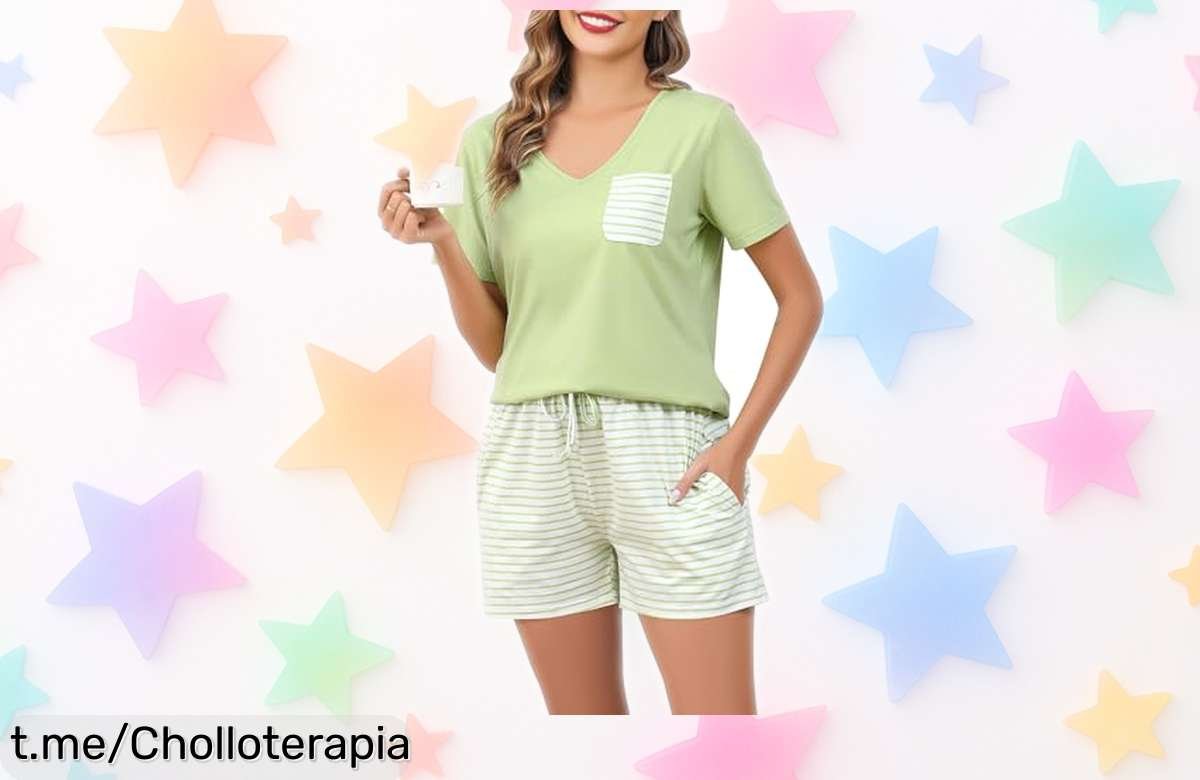 Pijama corto de algodón Vlazom, el ofertón perfecto: 2 piezas cómodas y con estilo a un precio loco que hará tus noches aún más especiales. ¡Date prisa antes de quedarte sin él!