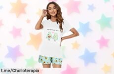 Pijama corto de dos piezas Yuson Girl con estampado divertido de plátanos y gatos aguacate, ¡un regalo que hará sonreír a cualquiera a un precio regalado!